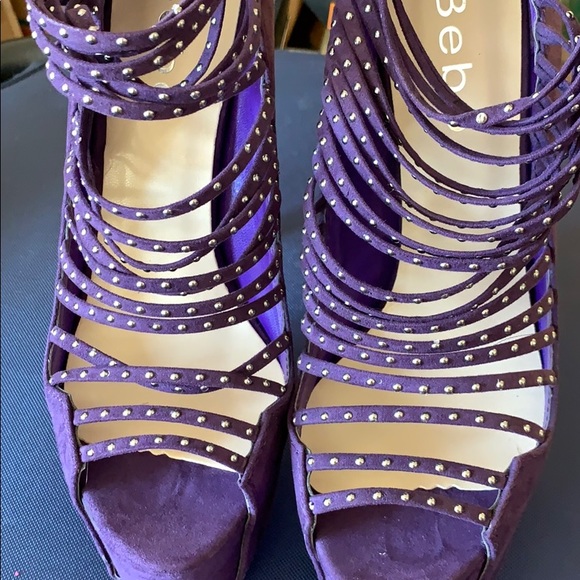 Vintage bebe purple suede high heel strappy - Picture 2 of 9